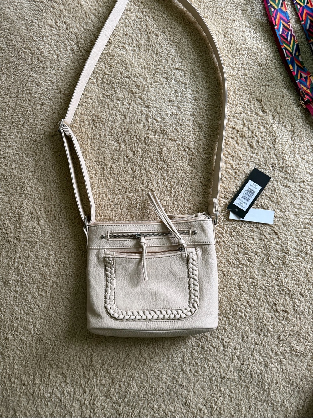 Classic Cream Crossbody Bag with Braided Detail